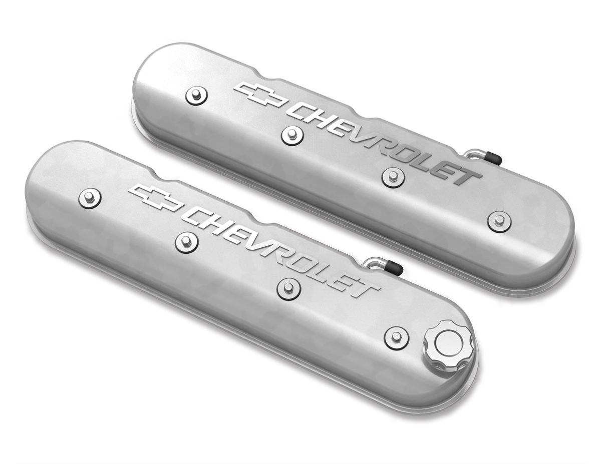 241-400 Holley Tall LS Valve Cover with Bowtie/Chevrolet Logo - Natural Machined Finish