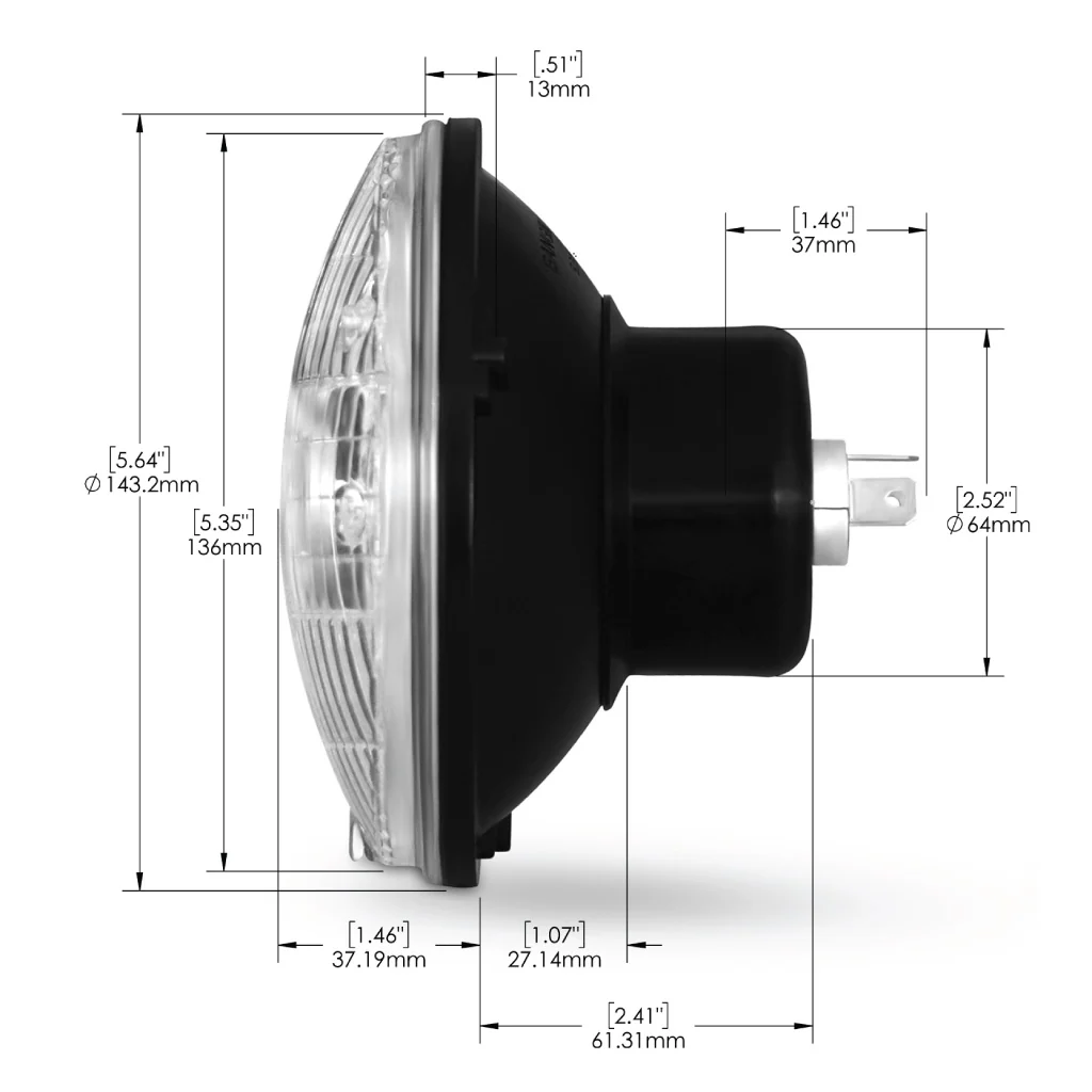 5.75 inch LED Traditional Bangin Headlight afmetingen
