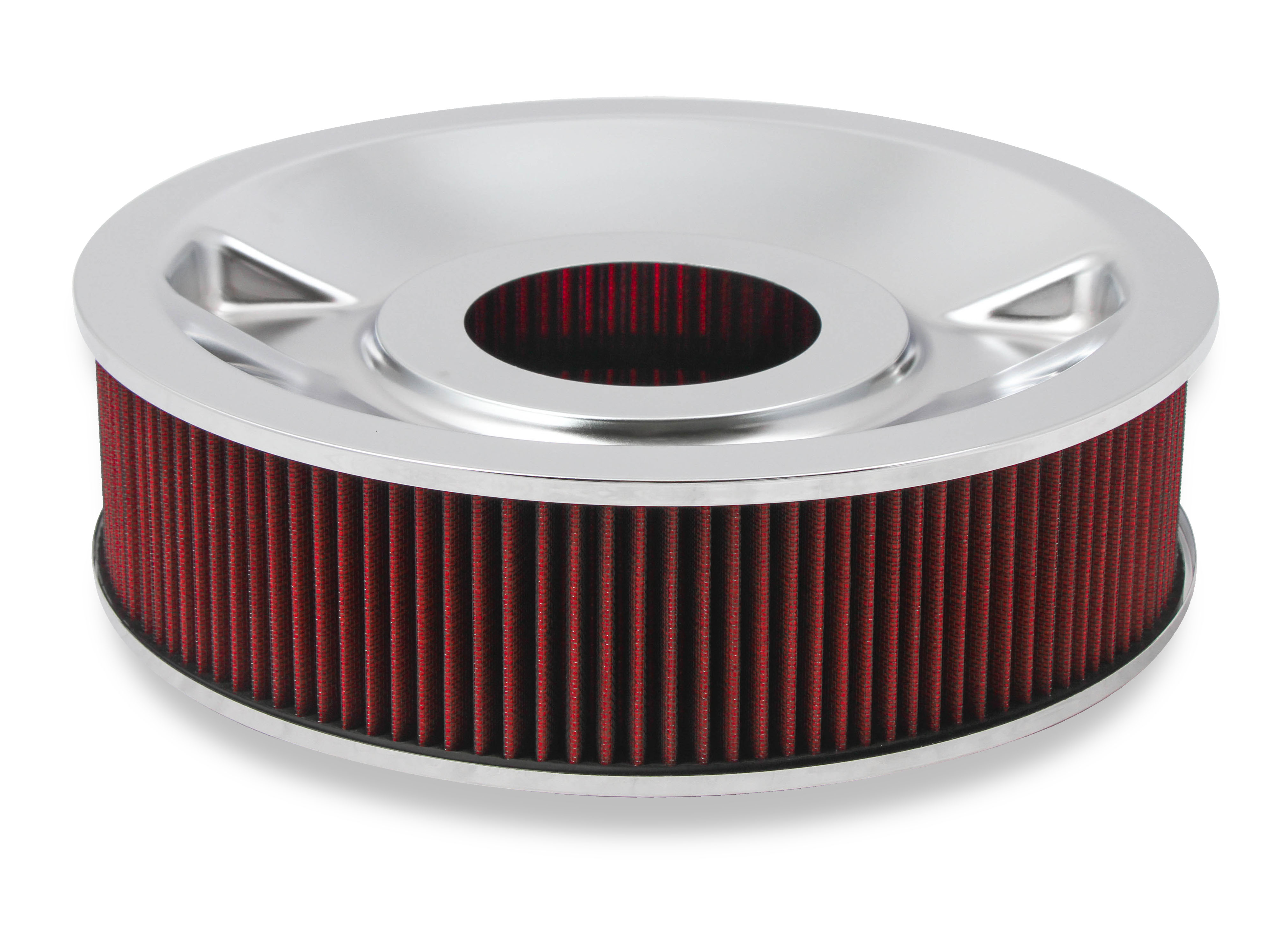 120-4140 Holley 4150 Drop Base Air Cleaner Chrome w/4" Red Washable Gauze Filter