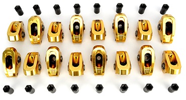 Rocker Arms, Chevrolet Small Block, Ultra-Gold ARC Aluminum, 3/8" Stud, 1.6:1 Ratio, Set of 16