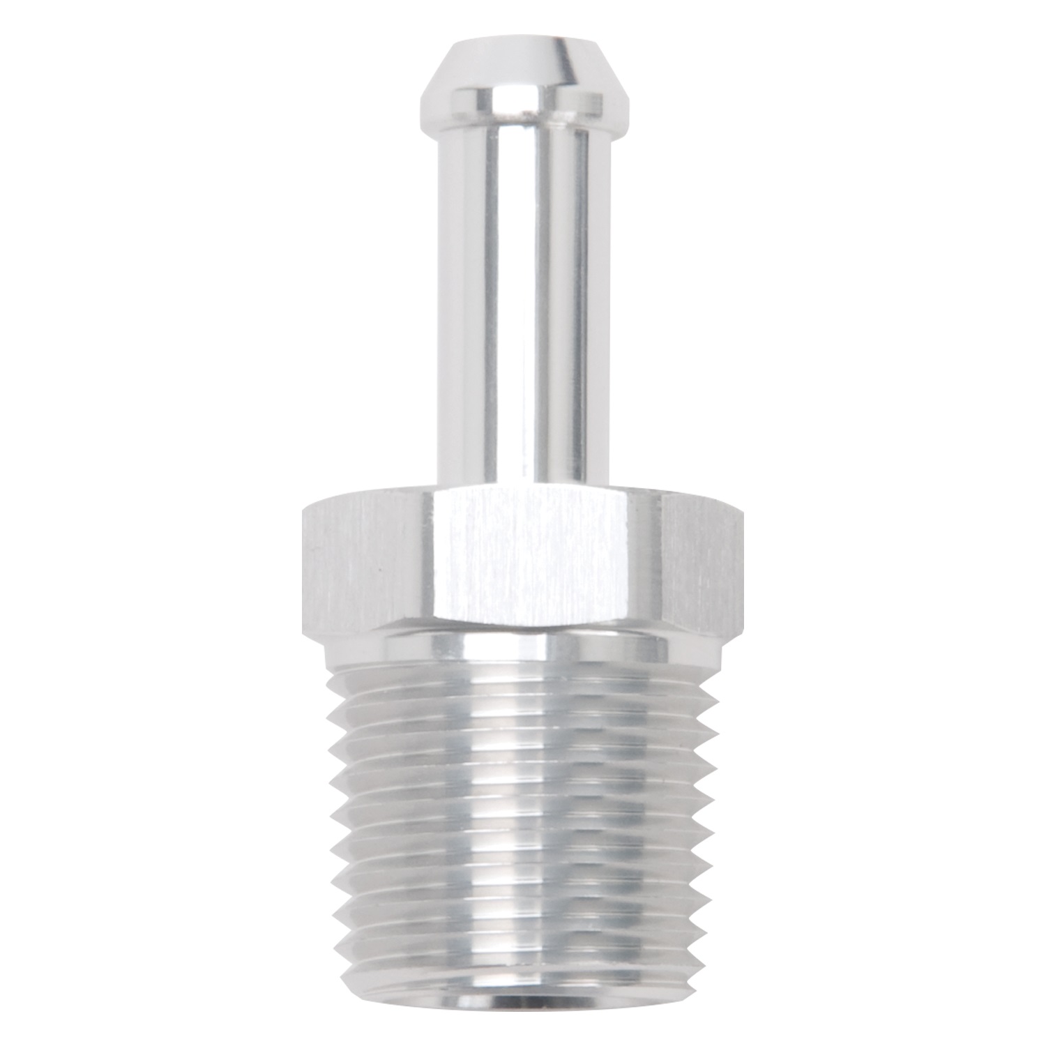 8186 Edelbrock Hose End, Straight with 1/2" NPT and 3/8" Barb.