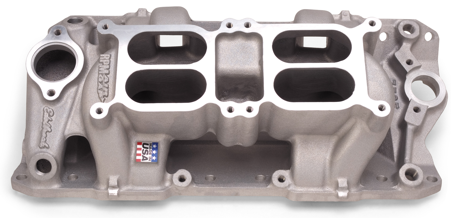 7525 Edelbrock RPM Dual-Quad Air-Gap Manifold, Chevrolet Small Block, 55-86