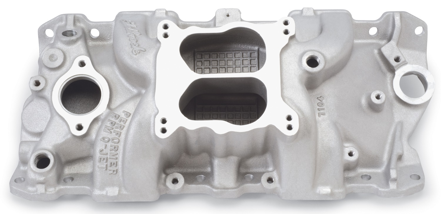 7104 Edelbrock Performer RPM Manifold, Chevrolet Small Block, 55-86, for Quadra-Jet