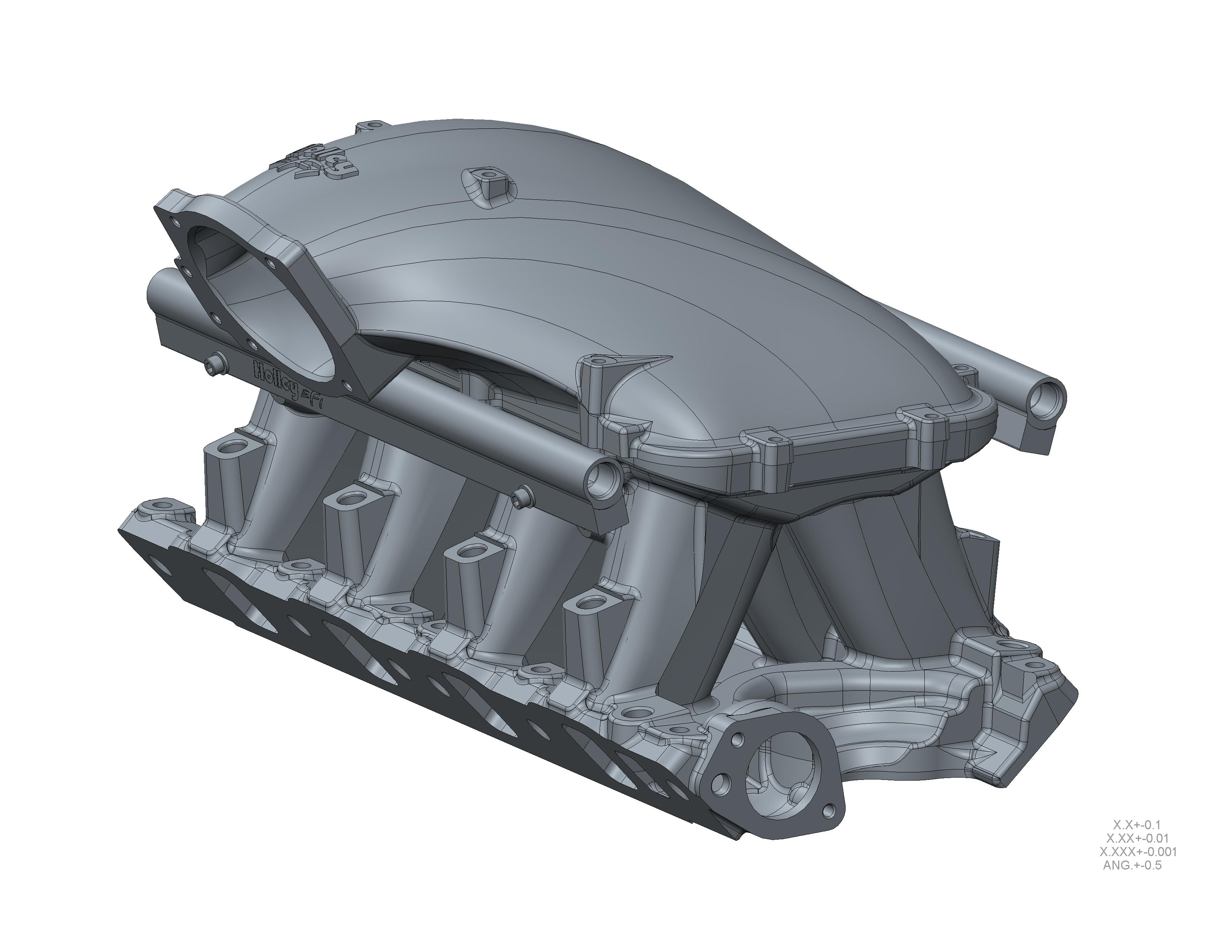 300-310 Holley 351W Ford Hi-Ram EFI Manifold with Side Mount Top