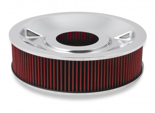4150 Drop Base Air Cleaner Chrome w/4" Red Washable Gauze Filter